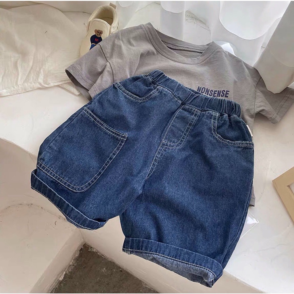 Bộ Quần Jean Và Áo Cộc Tay NonSe Cho Bé Trai Và Bé Gái Chất Liệu Mềm Mịn Thoáng Mát  Heri Kids