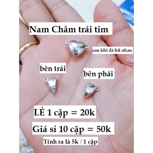 Charm Nam Châm hình trái tim ( để làm vòng cặp đôi ) giá sỉ chỉ 4k / 1 cặp ( 2 cái ) [ Homi Handmade Shopee ]