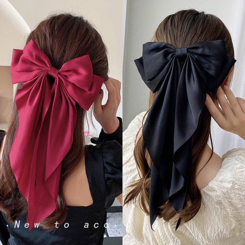 Kẹp Tóc Hình Nơ Lớn Màu Đỏ Thời Trang Mùa Xuân Hàng Mới Dành Cho Bạn Nữ