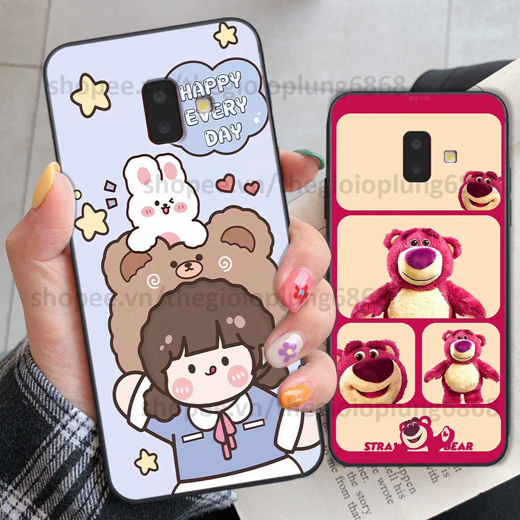 Ốp Samsung J6 2018 / J6 Plus / J6+ in hình caro gấu vịt cute dễ thương, đầy đáng yêu