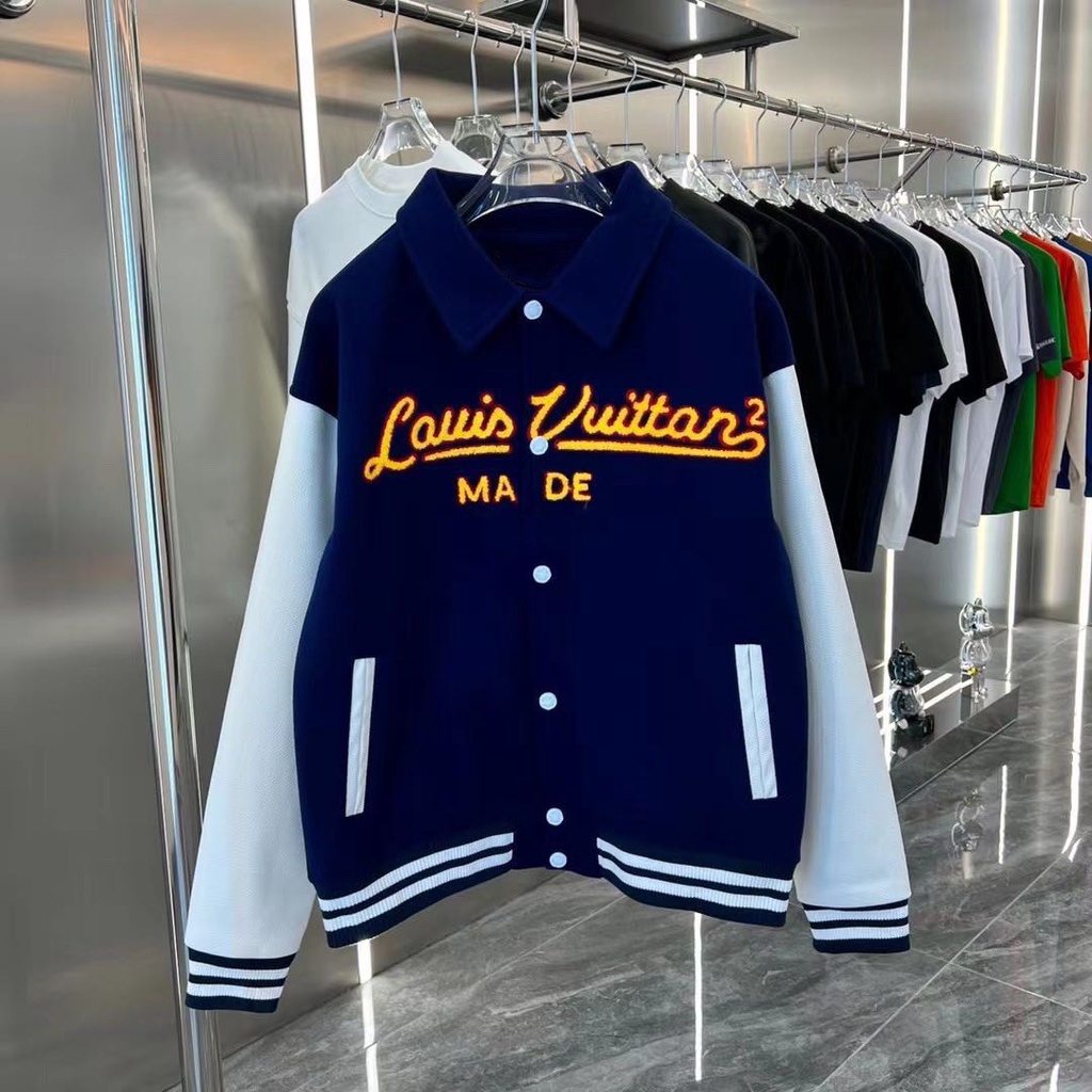 VARSITY JACKET LOUIS VUITTON QUẢNG CHÂU CAO CẤP, VARSITY JACKET LOUIS VUITTON LUXURY TRẮNG XANH NAVY