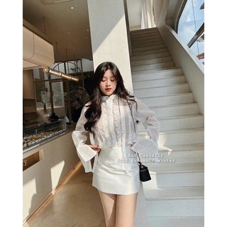 And Casually / Set sơ mi pha ren + cv chữ A