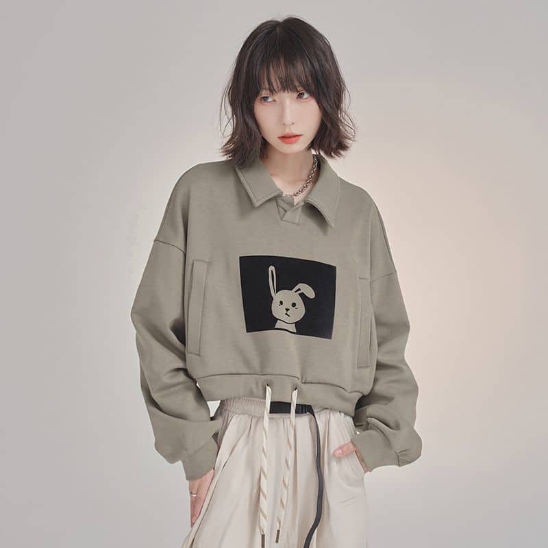 Áo thun thu đông dài tay cổ Polo kiểu dáng croptop trẻ trung[có ảnh thật shop chụp]