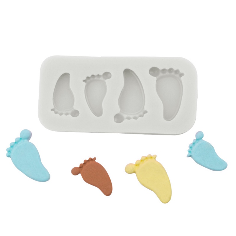 Khuôn Silicone Tạo Hình Dấu Chân Em Bé Trang Trí Bánh