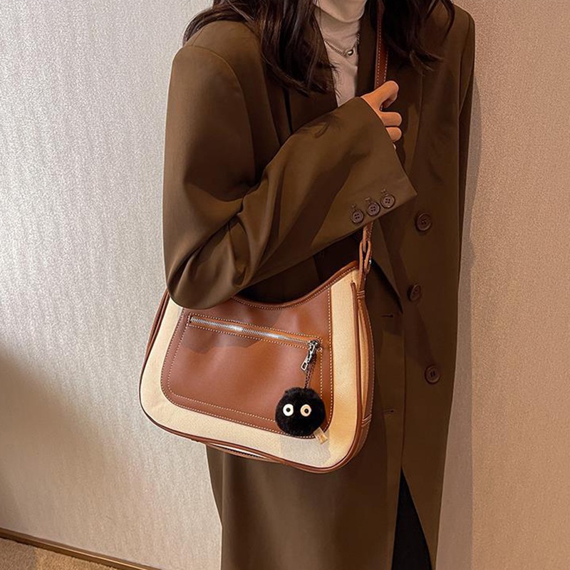 Ielgy Túi bucket Đeo Chéo Phủ Lông Phong Cách retro Thời Trang Nữ