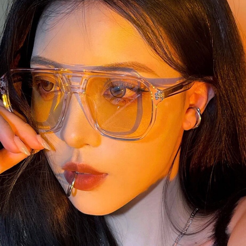 COD Kính Mát TR90 Hai Chùm Trong Suốt Chống Ánh Sáng Xanh Phong Cách Hàn Quốc Cổ Điển Thời Trang Cho Nam Và Nữ