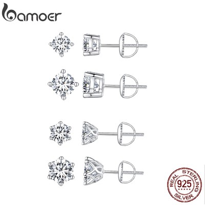 Bamoer Bông Tai bạc 925 Kiểu Dáng Đơn Giản Cho Nữ MSE003-S