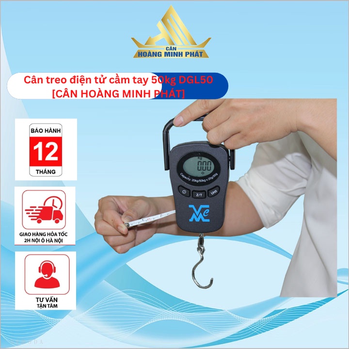 Cân Móc Treo Điện Tử Cầm Tay VMC 50kg/20g DGL50 (cân điện tử mini cầm tay) Khung Nhôm Chắc Chắn [ CÂN HOÀNG MINH PHÁT ]