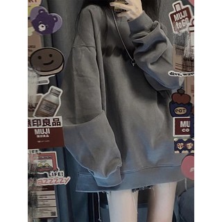 Áo sweater form rộng nữ màu xám 2022, áo nỉ sweater nữ hàng quảng châu