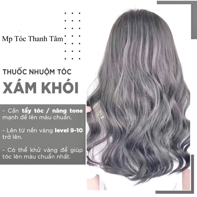 Thuốc nhuộm tóc Xám Khói - Cần Tẩy, Lên Từ Nền Level 9-10 + Tặng Kèm Oxy Trợ Dưỡng