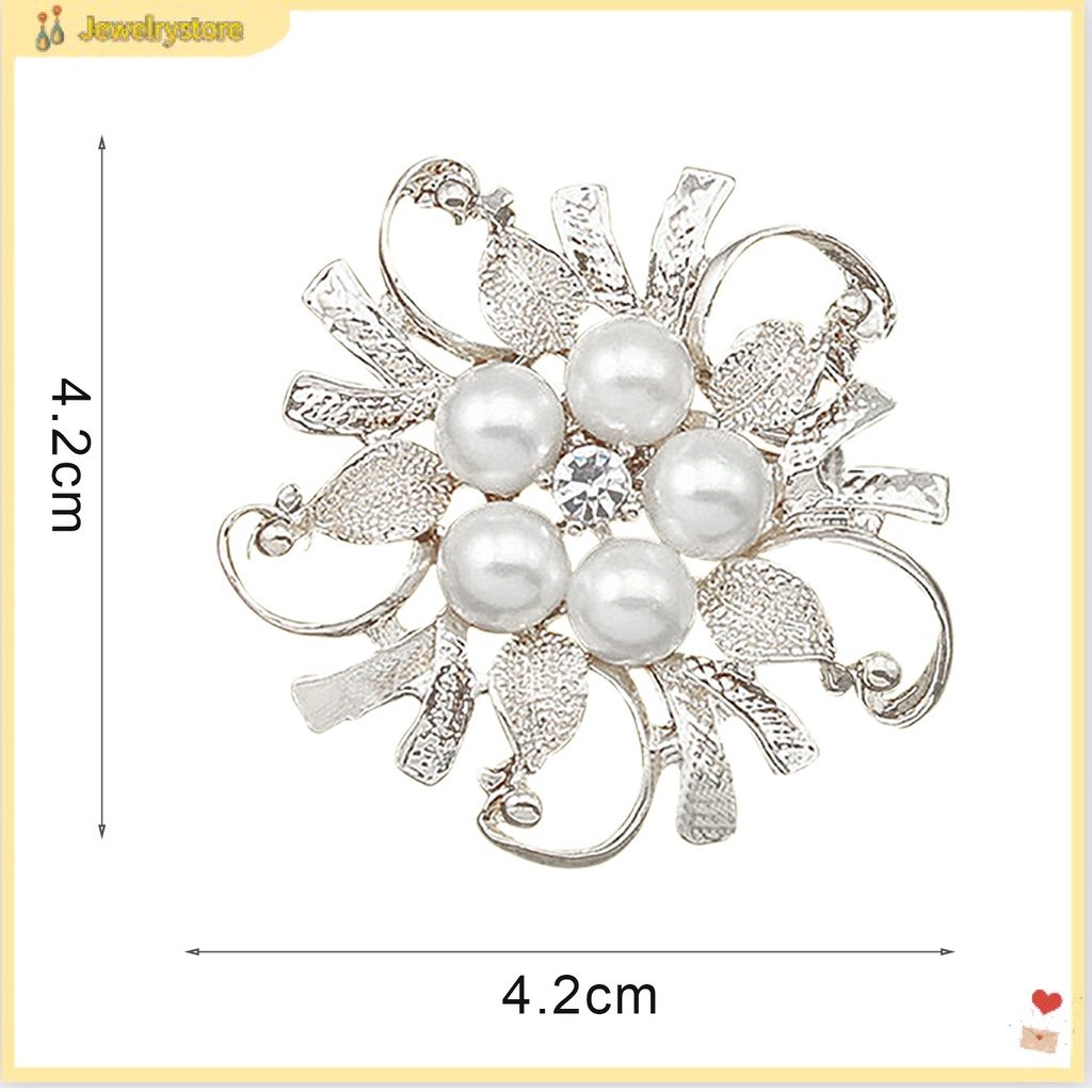 Trâm cài áo hình bông hoa đính đá và ngọc cho nữ