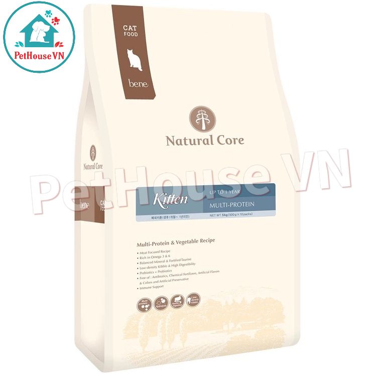 BAO 5KG THỨC ĂN CHO MÈO CON HẠT NATURAL CORE KITTEN VỊ CÁ HỒI, THỊT GÀ, RAU CỦ, TRÁI CÂY PHÙ HỢP MỌI GIỐNG MÈO