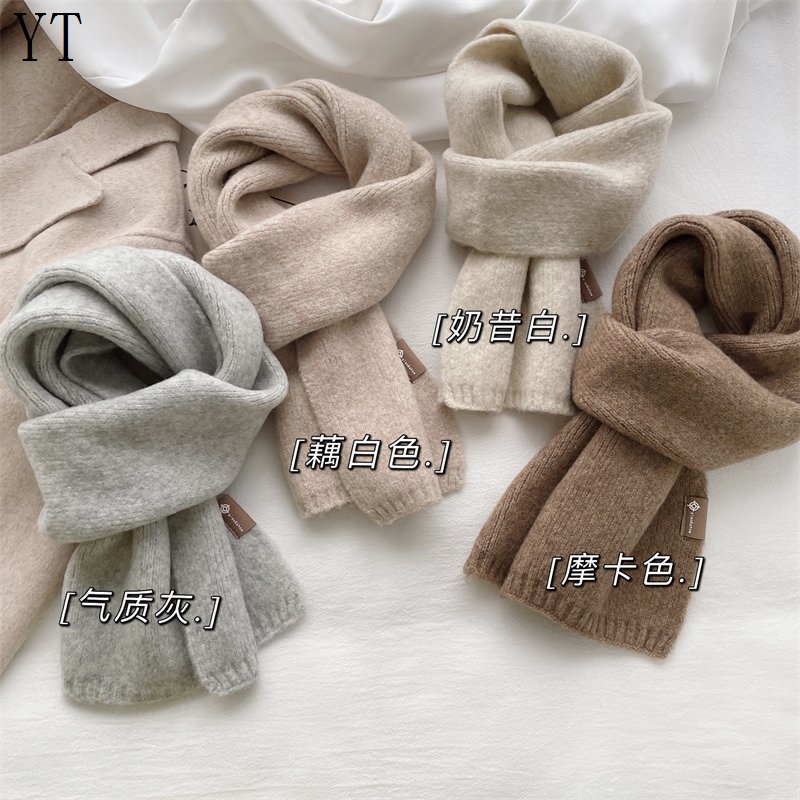 Khăn Choàng Cổ Bằng Len Mềm Màu Trơn Phong Cách Hàn Quốc Lãng Mạn