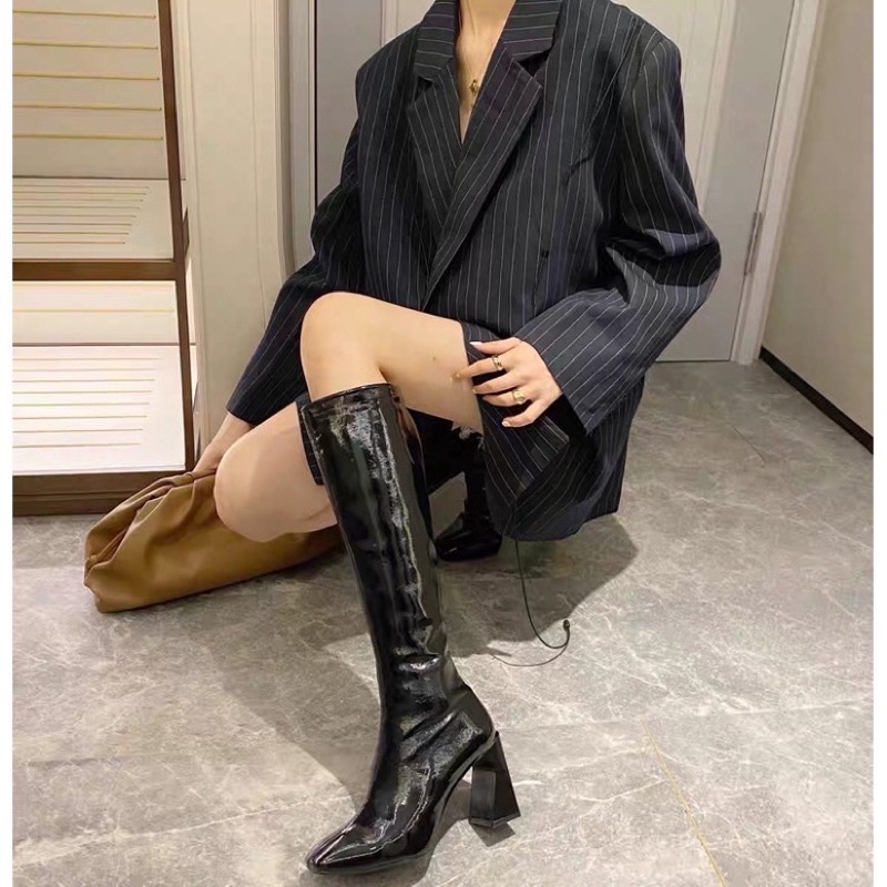 Bốt đùi nữ cao cổ da bóng hàng qc thời trang cao cấp