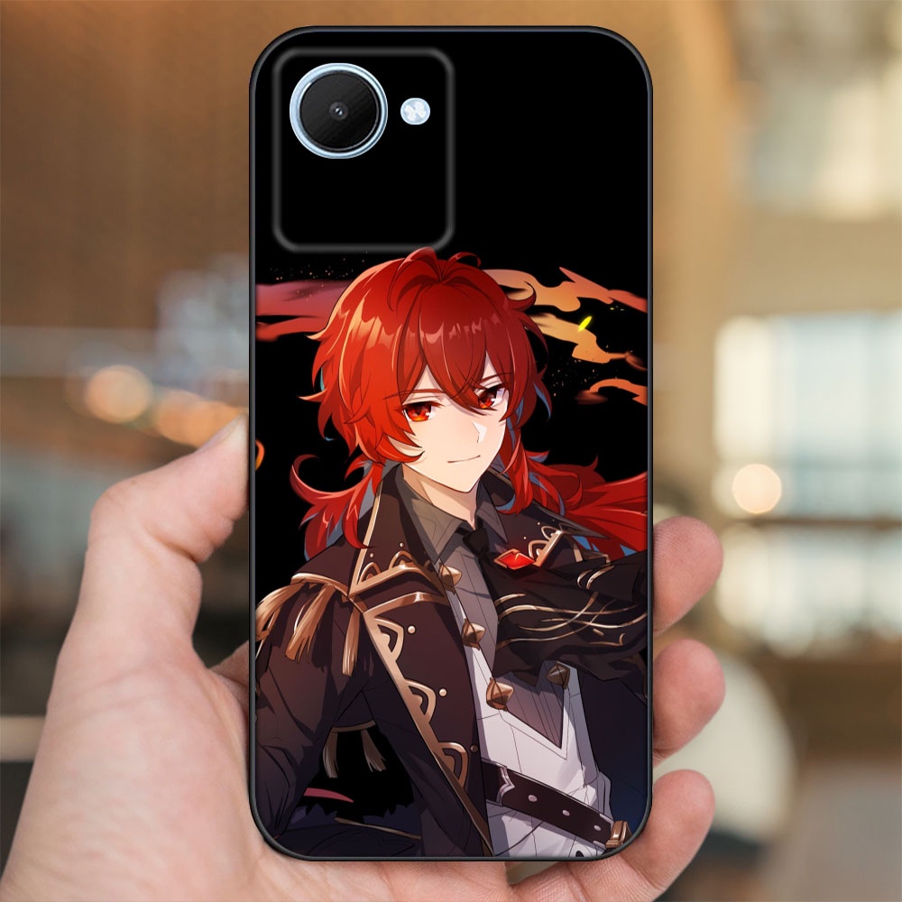 Ốp lưng Realme C30s viền đen in hình Diluc Genshin Impact