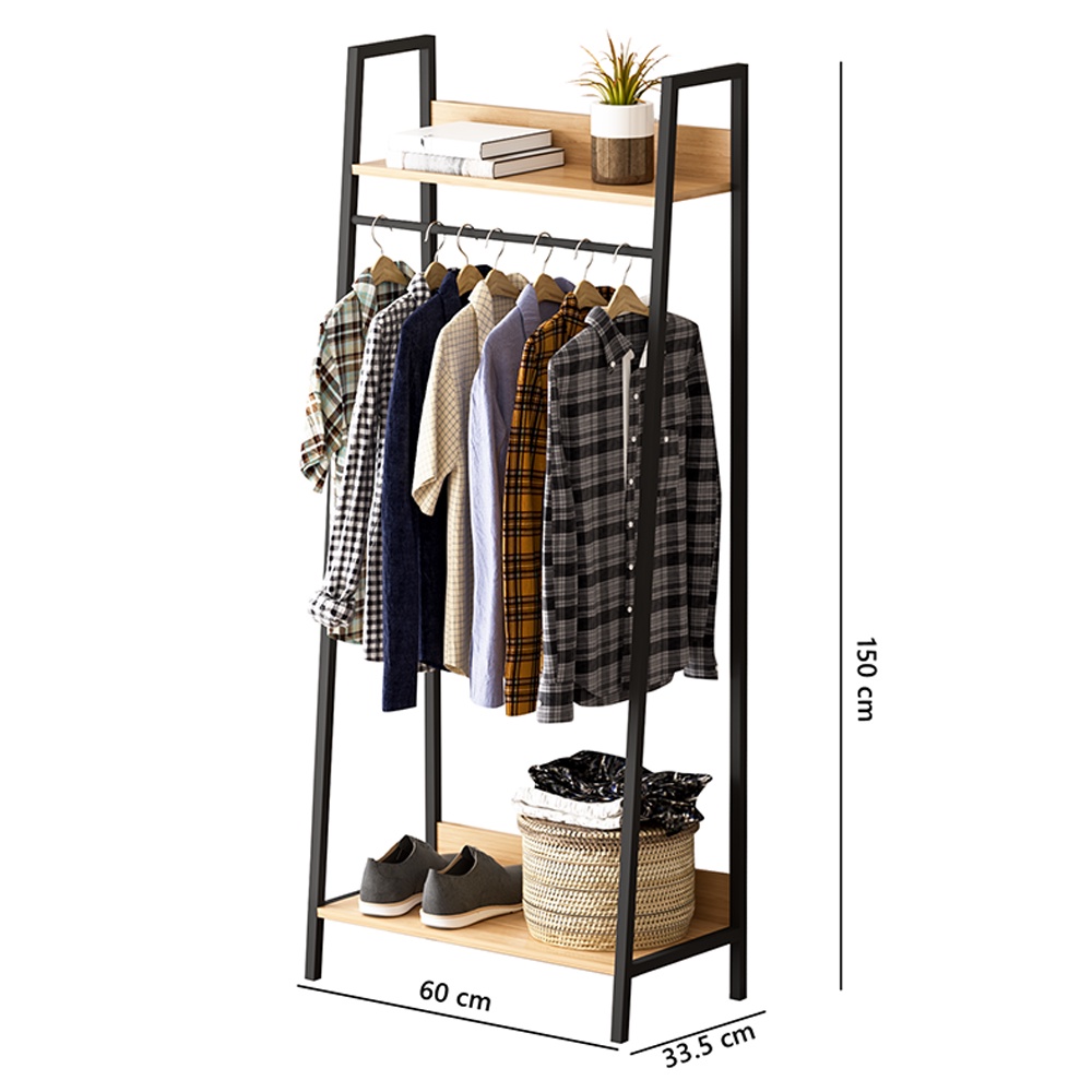 Giá treo quần áo khung sắt mặt gỗ chống nước thiết kế đơn giản sắp xếp không gian gọn gàng - SGM13
