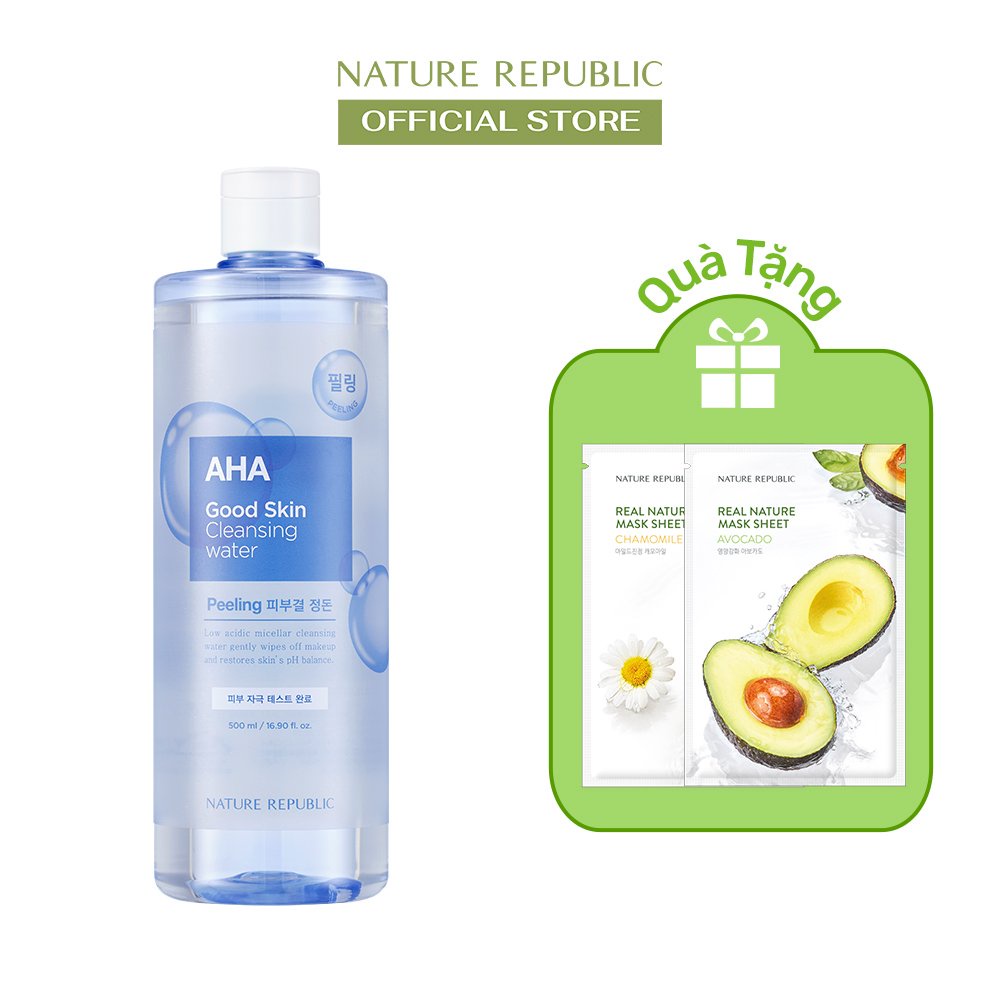 Nature Republic Nước tẩy trang dành cho da tối màu, xỉn màu Good Skin AHA Ampoule Cleansing Water 500 ml