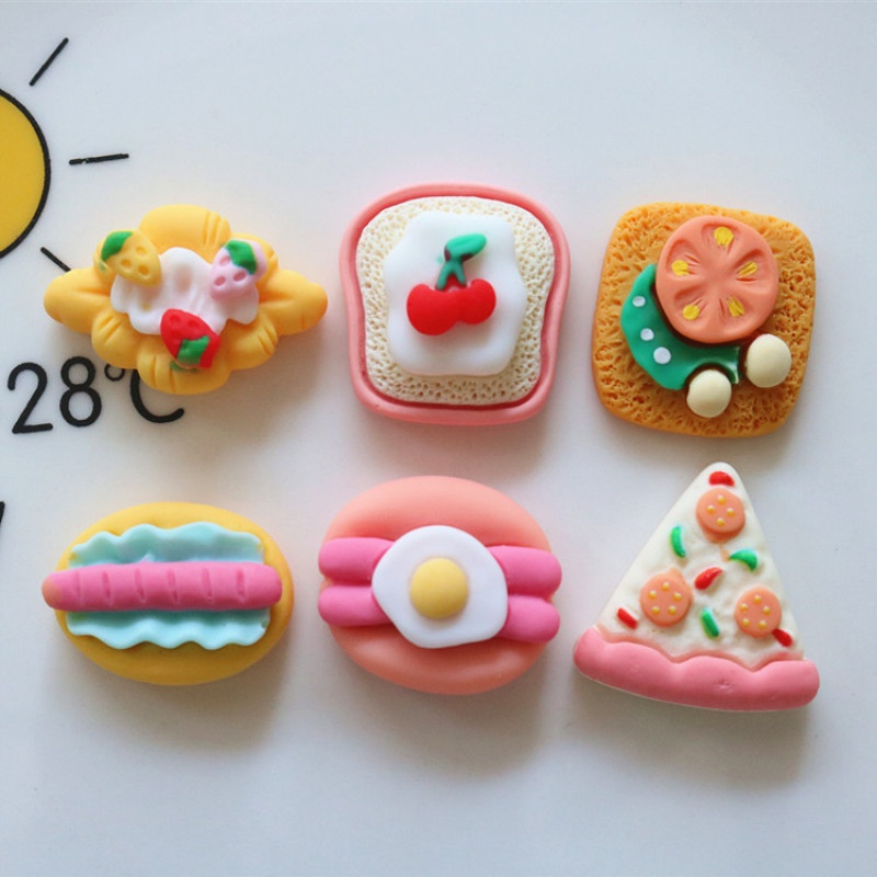 Bộ 10 Miếng Dán Trang Trí Điện Thoại / Tủ Lạnh Hình Bánh Pizza / Trái Cây Dễ Thương Diy