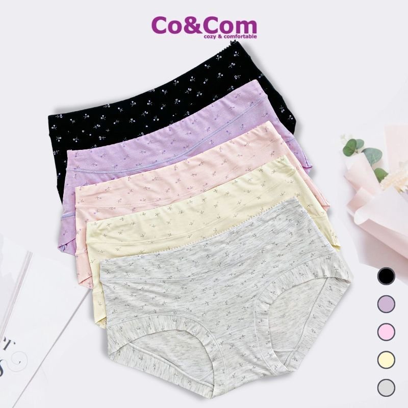 Quần Lót Nữ Cotton Modal Hoa Nhí Co&Com Thiết Kế Cạp Trễ Basic Kháng Khuẩn Thông Thoáng NO158