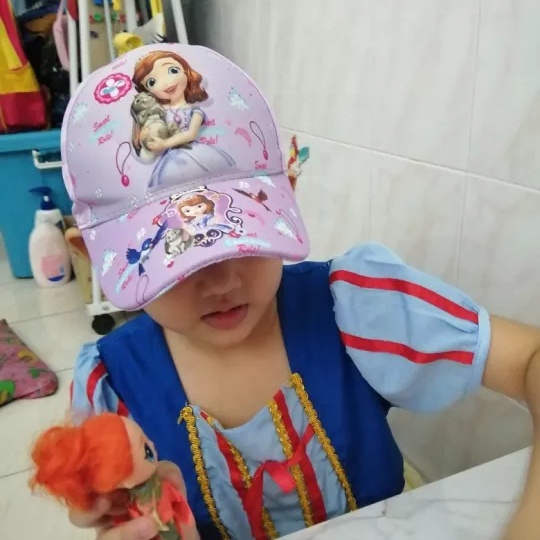 Mũ Lưỡi Trai In Hình Công Chúa Hoạt Hình 3D Cho Bé Gái Từ 2-8 Tuổi