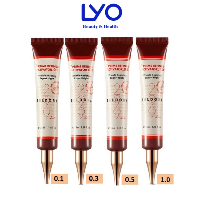 Kem Dưỡng Retinol Trẻ Hoá, Xoá Nếp Nhăn, Căng Bóng Da 0.1%/0.3%0.5%1.0% Beldora 299 Prime Retinol Activator 35ml