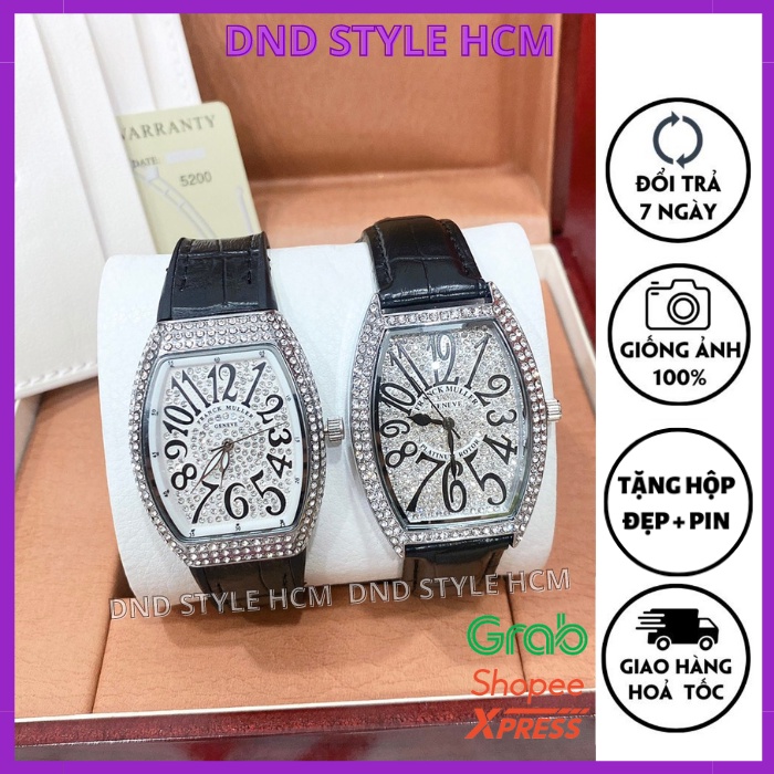 Đồng hồ nữ dây da Frank, đồng hồ nữ đẹp cao cấp đính đá full viền sáng tay phong cách thời thượng cực hot - DNDStyle