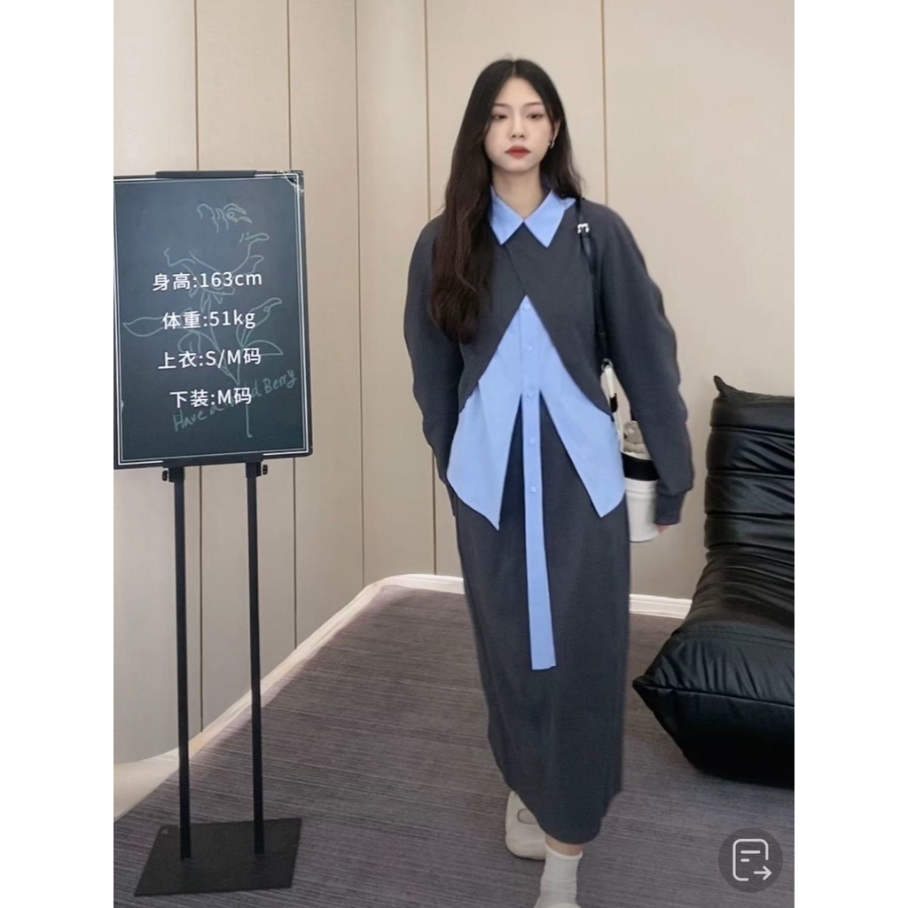 Bộ Áo Sơ Mi Phối Chân Váy Kiểu Phương Tây Thời Trang Cao Cấp Cho Nữ