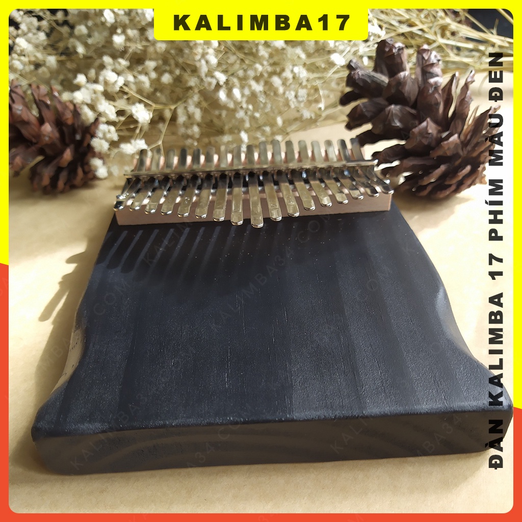 Đàn kalimba 17 phím màu đen KL34, Kalimba gỗ nguyên khối Manhogany , Piano ngón tay cái âm vang hay không tịt