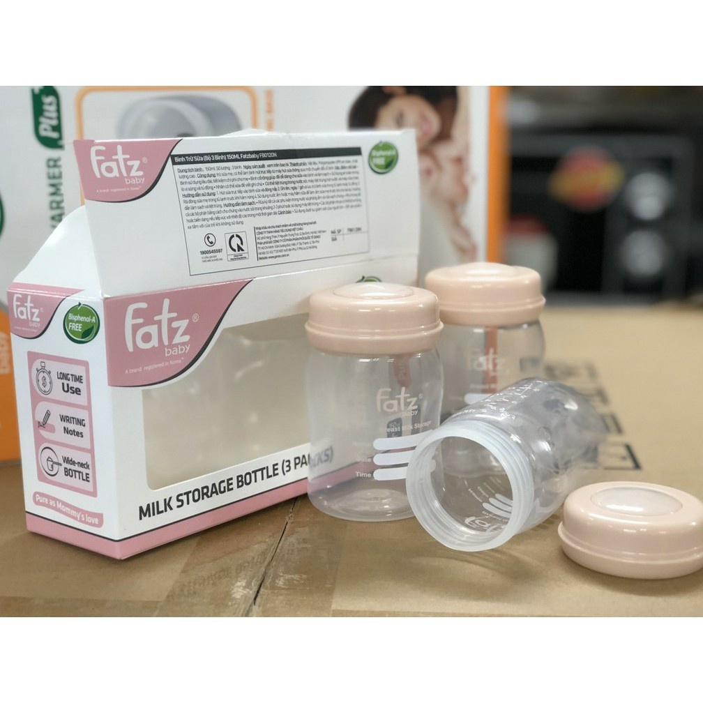 Bình Trữ Sữa Chính Hãng Fatz Baby 150ml - HỘP 3 BÌNH