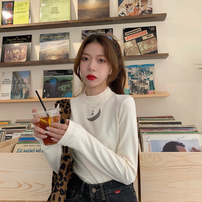 Áo thun nữ NRVP dài tay dáng rộng in hình phong cách Hàn Quốc kiểu mới