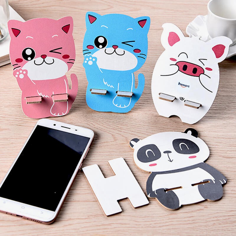 Giá đỡ điện thoại, máy tính bảng làm bằng chất liệu gỗ hình động vật cute dễ thương, nhỏ nhắn xếp gọn mang theo mọi nơi