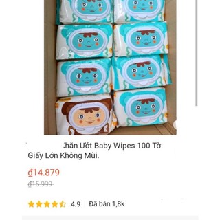 Khăn ướt gấu baby 100t/ gói không mùi