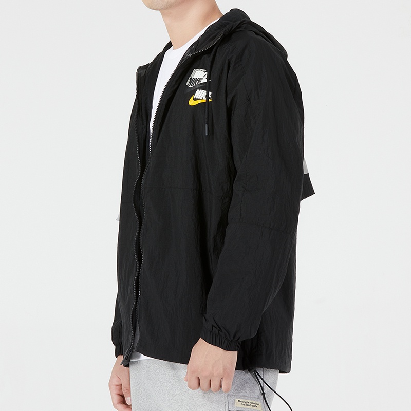Áo Khoác Gió Nike 100% Chính Hãng Phối Màu Tương Phản Có Mũ Trùm Cá Tính Cho Nam