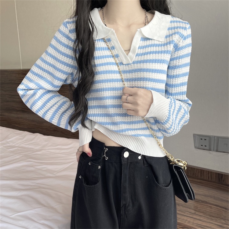 Áo Sweater Dệt Kim Tay Dài Cổ Tròn Cho Nữ