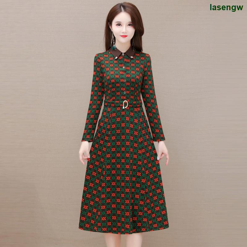 Đầm Tay Dài Lót Nhung Dày Dặn Thời Trang Thu Đông 2022 Cho Nữ Trung Niên