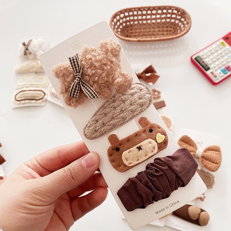 Set kẹp gấu hoạt hình cho bé gái