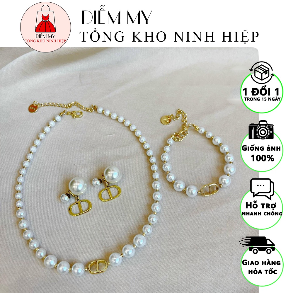 Set Trang Sức 3 Món Vòng Cổ, Khuyên Tai, Vòng Tay Thương Hiệu CD - Diễm My Shop