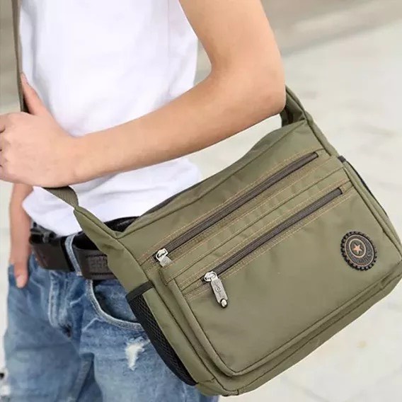 Túi Đeo Chéo Nam Vải Bố Bền Đẹp Chống Thấm Nước_Túi Đeo Vai Nam Nhiều Ngăn Chứa Đồ_Kiểu Dáng Trẻ Trung_Năng Động