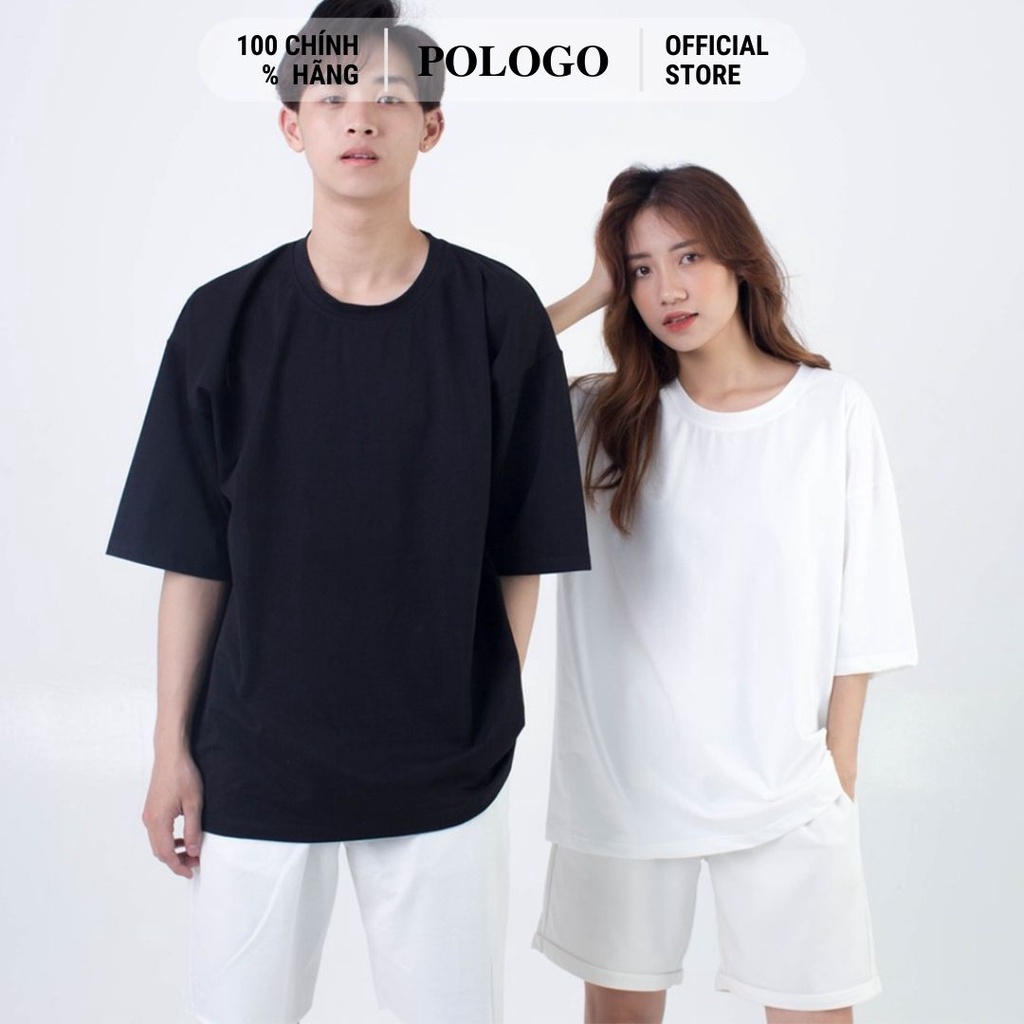 Áo Thun Form Rộng Unisex Trơn Màu Đen Cá Tính 100% Cotton Chính Hãng