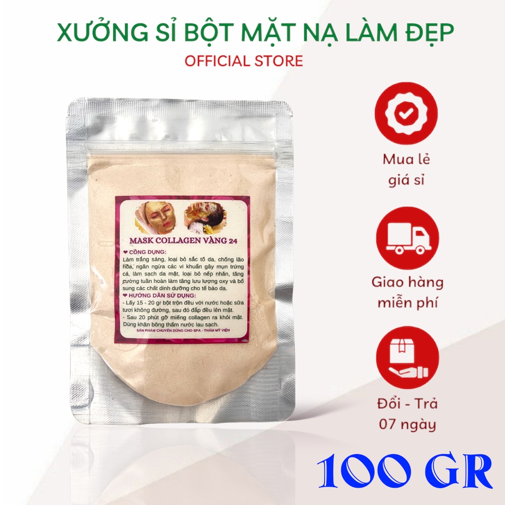 Bột mặt nạ collagen vàng sâm dạng dẻo thạch 100gr giúp da trắng hống tươi trẻ
