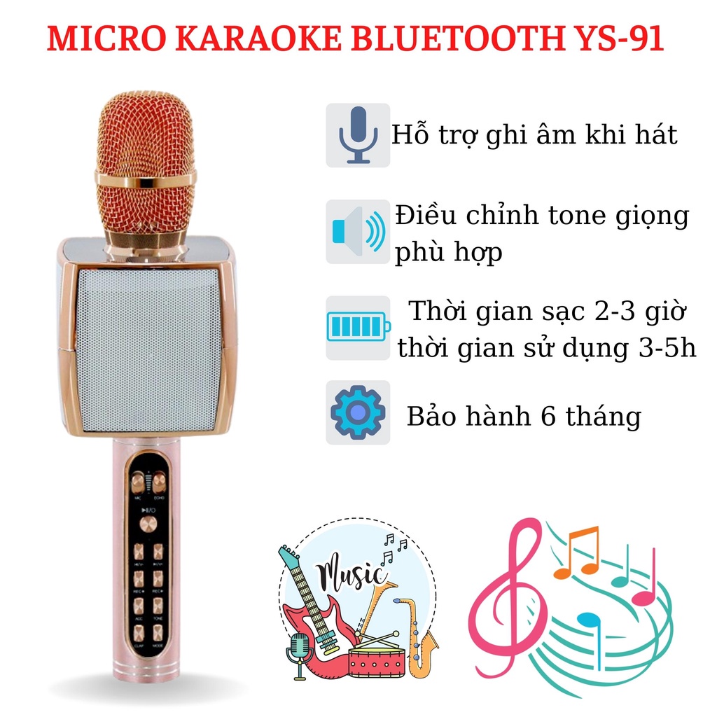 Micro karaoke bluetooth Noproblemsok YS91 âm thanh hay loa lớn đập cực phê