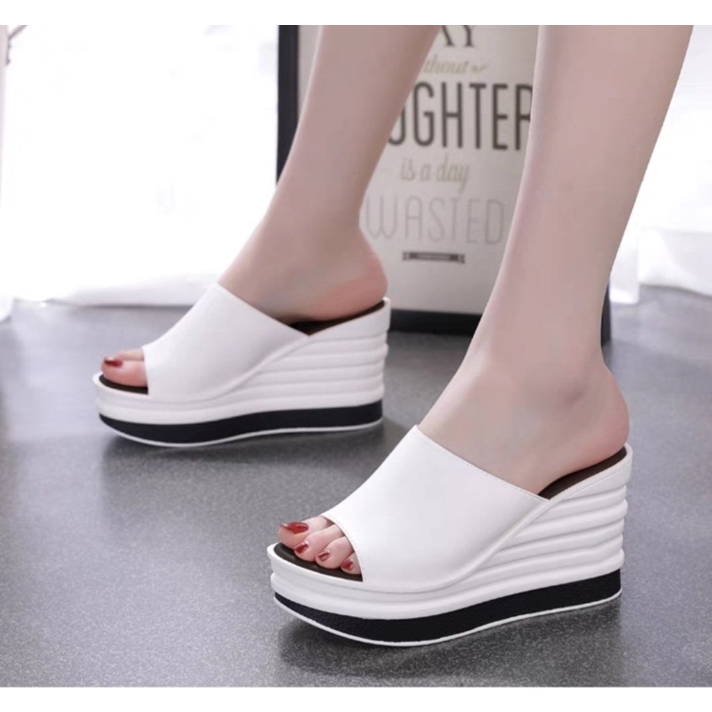 DÉP XUỒNG DA XỊN PHỐI MÀU 7 CM SIÊU ÊM