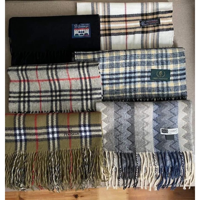 Khăn choàng len màu xanh xám Neo Czerny rất Tây