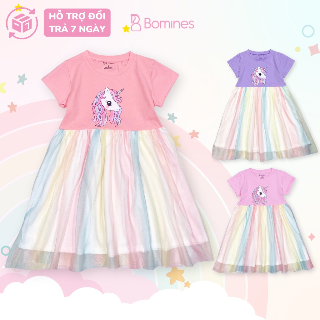 Đầm dự tiệc phối lưới bé gái Unicorn BOMINES cho bé từ 3- 10 tuổi, 12- 30kg DTNUNICORNPHOILUOI