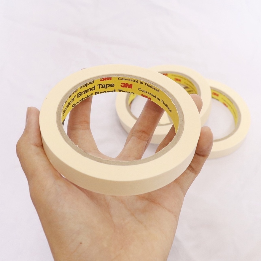 Băng keo giấy 3M dùng che sơn khổ 1,5cm dài 27m Masking Tape 3M