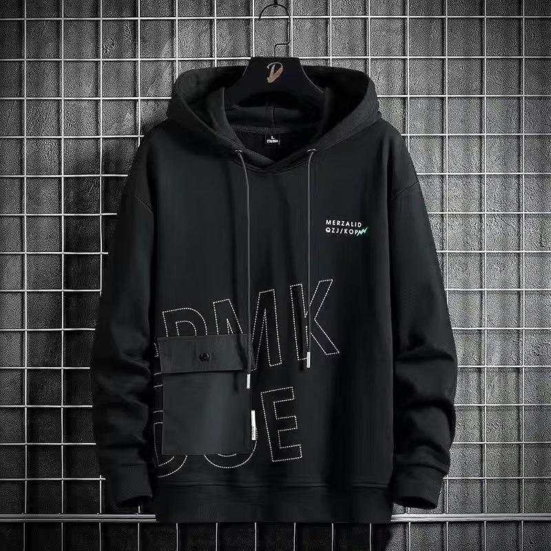 Áo Khoác Hoodie Chui Đầu Dáng Rộng Lót Lông Cừu Màu Đen Thời Trang Mùa Thu Cho Bạn Gái Cỡ m-3xl