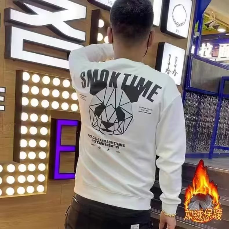 Aokang Áo Sweater Chui Đầu Tay Dài Chui Đầu Cổ Tròn In Hình Gấu Trúc Đơn Giản Trẻ Trung Dành Cho Nam