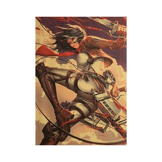 Poster attack on titan mikasa c175 50.5*35cm giấy dán tường hình nhân vật anime