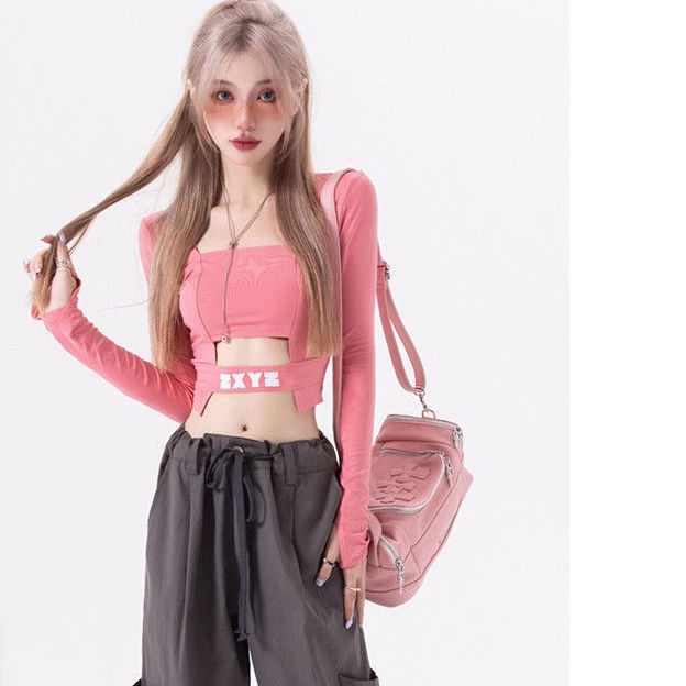 Áo Thun Cổ Vuông Dáng Ôm Hở Rốn Thời Trang Cho Nữ