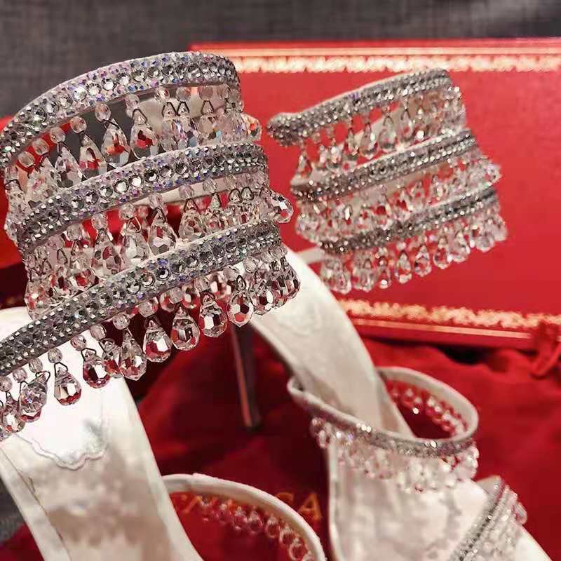 ORDER 🌺 Giày Korea hạt đá dây quấn gót nhọn 8cm & 10cm